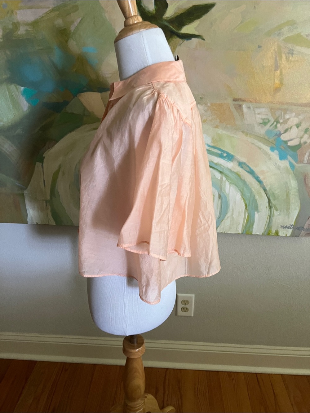 HOUSE OF HARLOW 1960 - Button Down Cropped Blouse peach - small - Picture 2 of 16